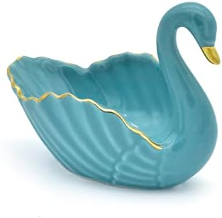 Exembe Swan Combo Jewelry Bowl para anéis Armazenamento Turquoise Glaze Cerâmica Feito original, Melhores Presentes