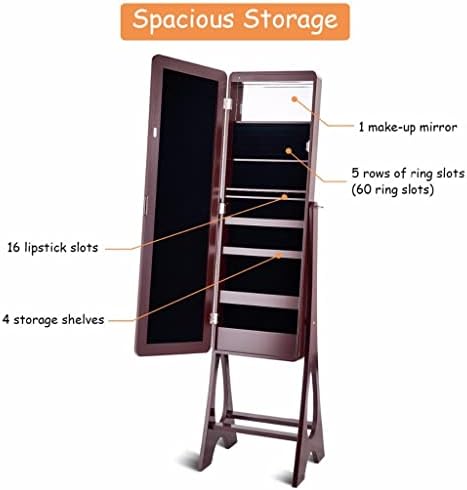 Sdfgh Jewelry Wardrobe Stand Closet Organizador com mobília caseira espelhada em tamanho grande em tamanho grande