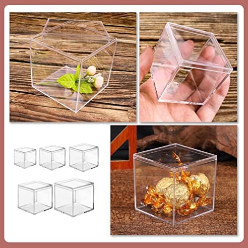 Caixa de doces Cubro quadrado de plástico de acrílico claro: pequena caixa de acrílico Cube Organizer Showcase for Action Figuras Toys
