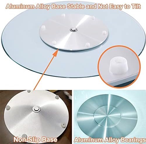 Toca -giragem de mesa, 8 mm de vidro temperado Susan preguiçosa, placa de servir redonda de bandeja rotativa com base de