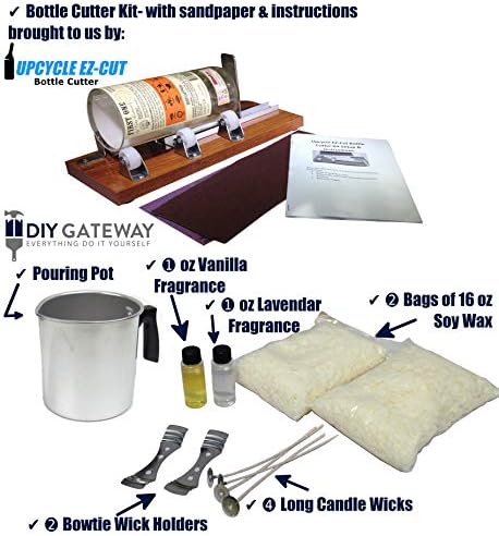 DIY Gateway Deluxe Candle Kit & Supplies - com cortador de garrafas de vidro para fazer velas de garrafas de vinho