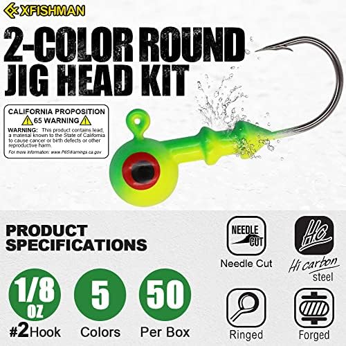 Round-Jig-Heads-for-Thishing-Painted-Jigheads-Walleye-Bass Crappie Fishing Jig Gankes 3/8 oz 1/4 oz 3/16 oz 1/8 oz 1/16 oz AnsORTIMENTO 25-50