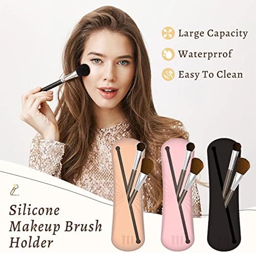 DLCBROUR Travel Makeup Brush Solder, capa de pincel de maquiagem de silicone macio, escovas de cosméticos laváveis,