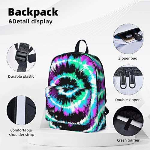 Afilleve Tie Dye Print Neon Backpack Backpack Blue Casual School Para meninos adolescentes, Bolsa Daypack de viagens para