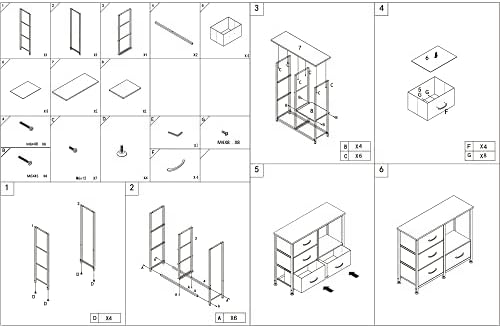 Azl1 Life Concept Storage Tower com prateleiras, 4 gavetas Organizador do armário, suporte noturno, caixas de tecido, armário versátil,