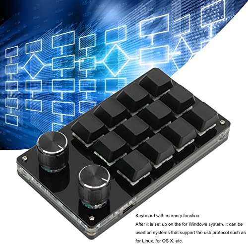 Zunate Mini 12 teclado teclado -teclado, teclado programável de diy multifuncional RGB, uma macro mecânica com um botão de ajuste para o laboratório de jogos de escritório