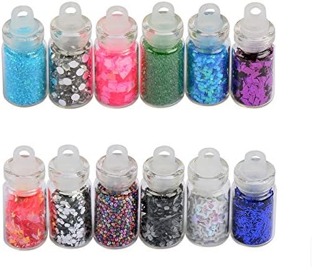 Fengshangmei 12 garrafas pequenas miçangas lanternas glitter Crystal 3D DIY UNID ART Decoration Kits