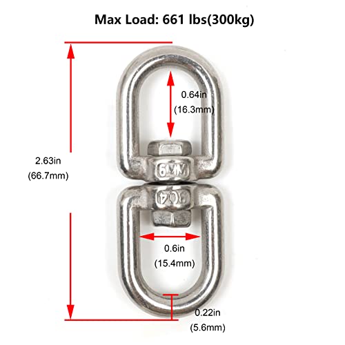 2pcs 304 Aço inoxidável M5 Link rápido Link Oval Licking Garabiner, conector da corrente de chave, com 1PC M6 304 Aço