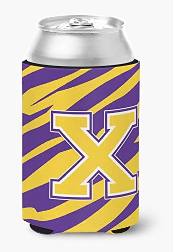 Monogram - Tigre Stripe - Purple Gold Letter S Ultra Beverage isolators para latas finas