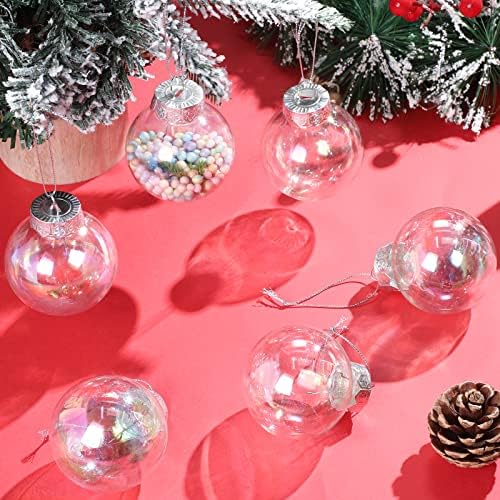 Yfxqyfsh 24 PCs Christmas Iridescent Balls, enfeites de bola de natal de plástico transparente, abastado