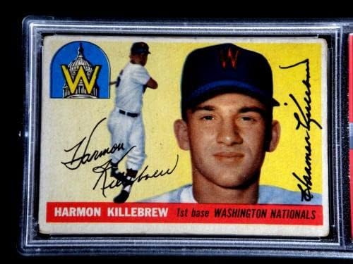 Harmon Killebrew 1955 Topps Rookie Card 124 PSA 3 PSA/DNA 10 Autografs Assinados - Baseball Slabbed Cards autografados