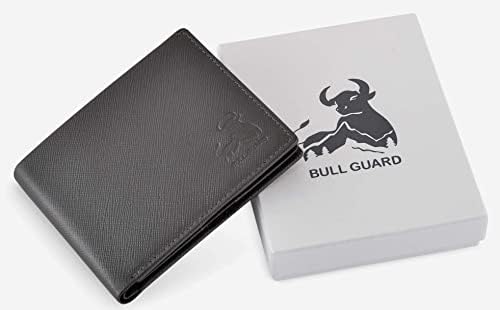 Bullguard Mens RFID Bloqueando a carteira Bifold com Flip Up ID em Leffiano Gray Genuine Leather