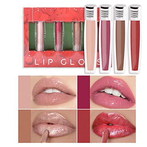 Torno de lábios escuros 4pcs batom líquido batom lipgloss kit de maquiagem de Natal para mulheres labiales vermelho profundo