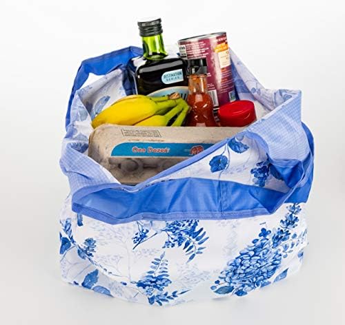Saco de compras reutilizável O-Witz, Ripstop, dobra em bolsa, azul vintage