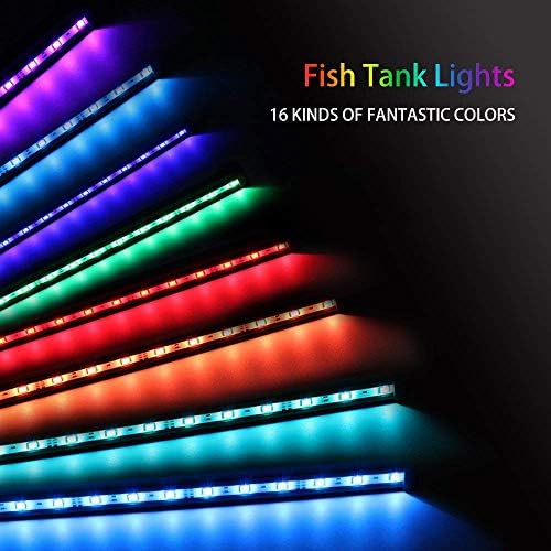 Szminiled 12 Luz de aquário com orifício de bolha de ar, luz de peixe LED 5050 RGB LED com 16 cores e 4 modos, IP68 IP68 à prova d'água luzes de aquário LED com controlador remoto para tanques de peixes