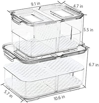 Recipiente de armazenamento de frutas de refsaver para geladeira 5 Pacote Produzir caixas de armazenamento com bandeja de drenagem e tampas removíveis