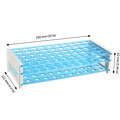 JAPCHET 6 Pacote de tubo de teste de plástico, 50 orifícios portador de tubo de teste para tubos de 13/16 mm, rack de suporte