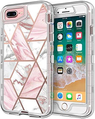 Caso anuck para iPhone 8 Plus, para iPhone 7 Plus Case 5,5 polegadas, Cristal Clear 3 em 1 Defensor pesado Defensor de choque à