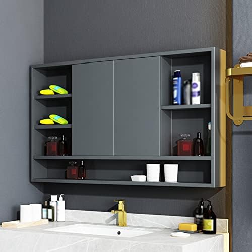 Armários de banheiro de espelho de espelho RAZZUM com espelho Montado de parede Illuminated Bathin Mirror Cabinet com interruptor de sensor para remédios cosméticos