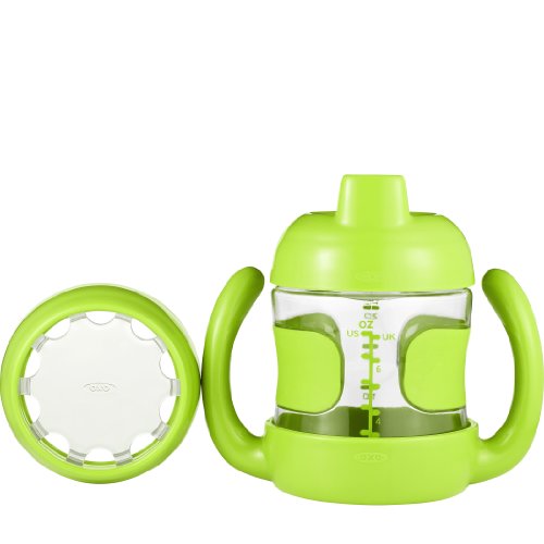 Oxo Tot Sippy Cup conjunto com tampa de treinamento de bônus e alças removíveis - verde