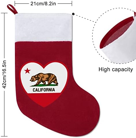 California Flag Heart Christmas Stocking Meias de Natal da casa da casa da casa da casa