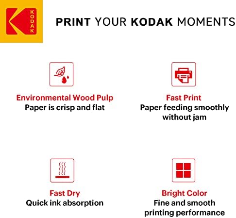 Kodak Photo Paper Gloss 4 X6, 100 contagem, 66lb-230g/m2 Peso, 11,9 mil espessura, papel de imagem colorida vívida