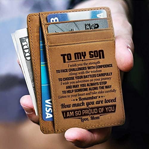Presente de carteiras minimalistas do doptika para filho da mãe - lembre -se de quanto você é amado - carteira de bolso frontal de