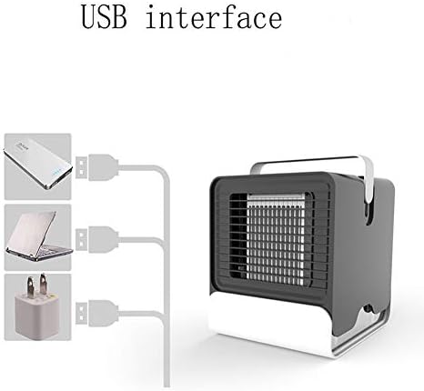 Topyl USB Desktop Ice Fan para o escritório de casa ao ar livre, mini ar condicionado portátil, refrigerador de ar pessoal preto 17x15x15cm