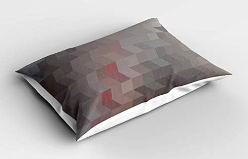 Ambsosonne Art Abstract Pillow Sham, ilustração criativa geométrica com padrão de formas retangulares em pastel, pasta de tamanho