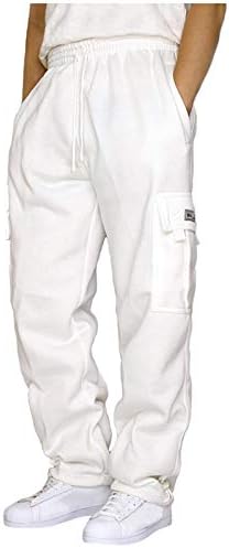 Calça de moletom para homens Casual Casual cintura elástica Cargo pesado Jogger Sports calças de cordão solto com bolsos