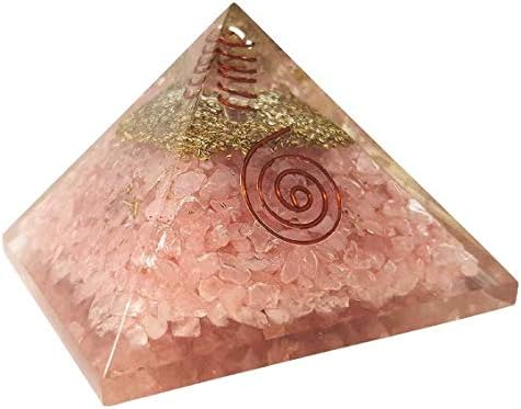 Hello Babu Rose Quartz Orgone Healing Meditation Pyramid Inclui 4 Crystal Quartz inclui 4 pontos de energia de quartzo de cristal/meditação de proteção EMF