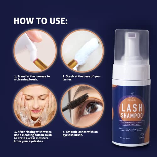 Lash Shampoo para extensões de cílios, shampoo de cílios livres de óleo, sem estímulo xampu de extensão de cílios, limpador
