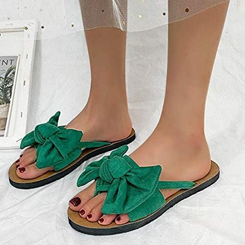 Sapateiros planos Tamonam de camurça casual Sapatos de praia Flip Flip Bowknot Sandálias de secagem rápida feminina para mulheres
