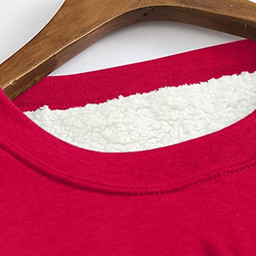 GDJGTA Mulheres de lã de lã grossa Crewneck Crewneck Winter acolchoado Velvet Warm Rouphe Tops Camisetas de túnica Plus Size