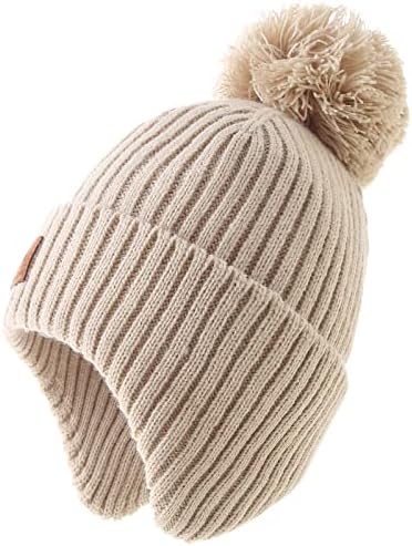 Tmtyh Baby Winter Hat para meninos e meninas lã de lã de lã de bebê com pom pom pom abastas de orelha quente chapéu de gorro infantil
