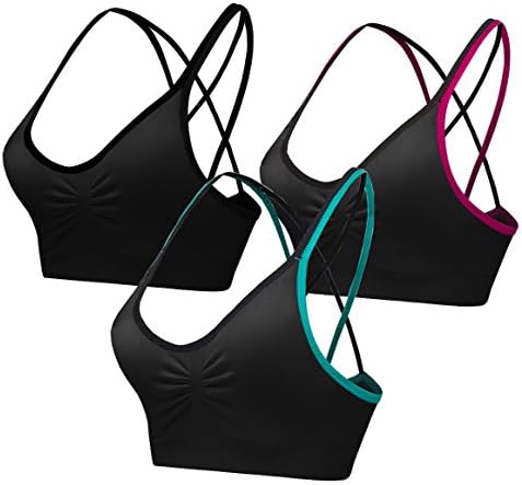 Akamc Sports Bra for Women, Criss-Cross traseiro acolchoado Sports Sports Bras Médio Suporte Bra de ioga com copos removíveis