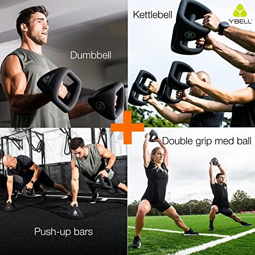 YBELL 4 em 1 Kettlebell Dumbbell Push Up Bar Grip Double Med Ball Ocorrer Equipamento | Treinamento de resistência à superfície de grau comercial Kettlebells | Equipamento de fitness perfeito