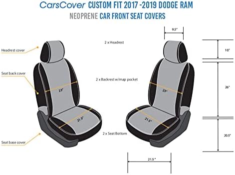 CARSCOVER Custom Fit 2017-2018 DODGE RAM 1500 2500 3500 Caminhão de picape Neoprene Capas de banco dianteiro cinza