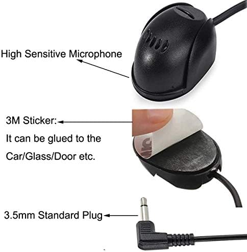 Microfone de carro de 2,5 mm de 2,5 mm com microfone de cabos de montagem de 9,85 pés para unidade de cabeça pioneira Bluetooth,