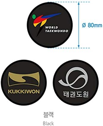 MOOTO Taekwondo Básico Tipo Círculo Dia 80mm Patch de Bordado 1 ea Branco e Preto Taegeukgi Mundo Taekwondo Kukkiwon Taekwondowon