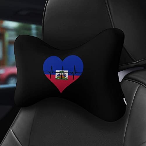 Love Haiti travesseiro de pescoço do carro de batida cardíaco para o conjunto de 2 assentos Auto -apoio de cabeça de cabeça de