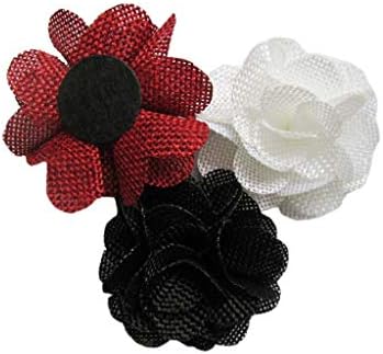 Yycraft 15pcs Bolsa de flores rosas, flores 3D Flores para faixas para a cabeça Acessório de cabelo DIY Crafts/Decorações de festas