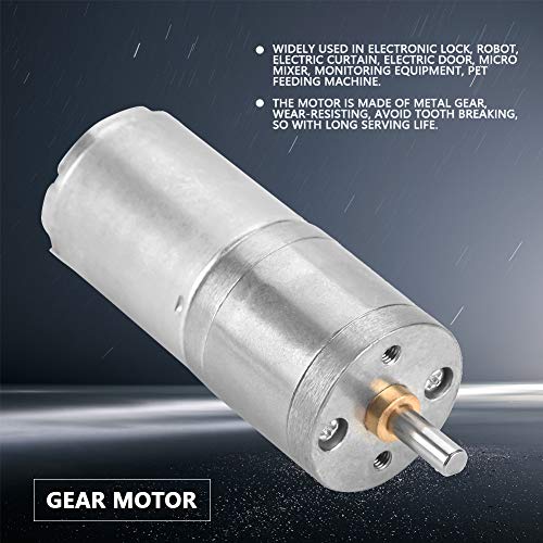 Fafeicy 1pcs 25mm DC 12V 25GA-370 Motor de engrenagem de metal de baixa velocidade, para trava eletrônica, robô, cortina elétrica, porta