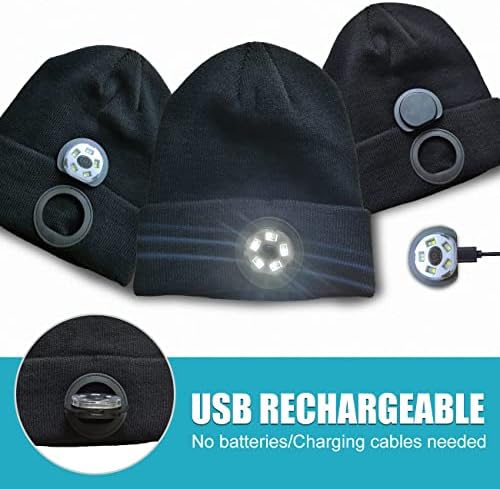 Chapéu de gorro unissex de Tekeyla com luzes leves e recarregáveis ​​USB Free 5 LED CHAPA DE CATO DE CAPO DE LUZ PARA HOMENS