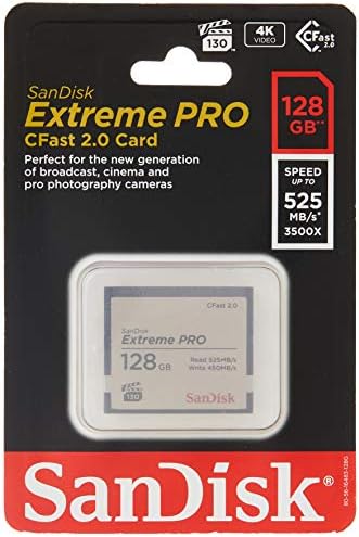 Sandisk Extreme Pro - Flash Memory Card - 128 GB - CFast 2.0 - Silver