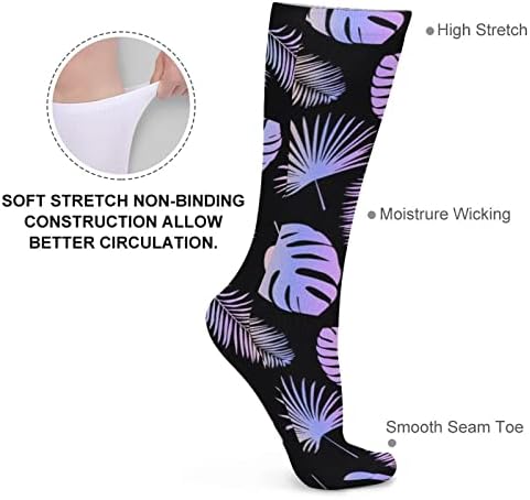 Weedkeycat color palm folhas de meias grossas novidades impressão engraçada gráfica casual casual meias de tubo médio para inverno