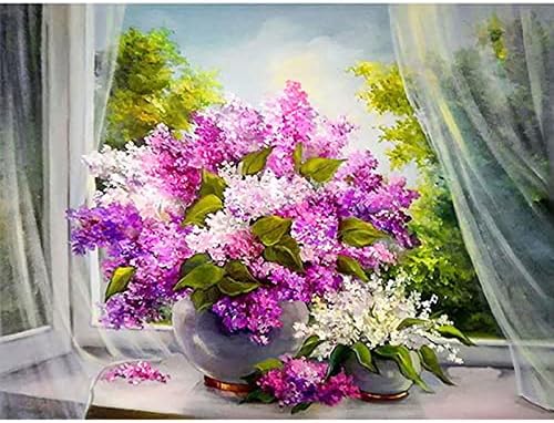 ZGMAXCL 5D Kit de pintura de diamante DIY Para adultos e crianças, perfuração completa cestas de flores redondas e flores