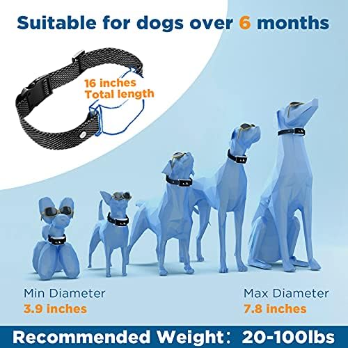 Colar de choque, colar de treinamento para cães com remoto para médio de 20 a 100 libras, cães grandes, colar elétrico à prova d'água IPX7 com vibração, bipe, modos de choque para 1000 pés, níveis E-16 ajustáveis