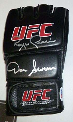 Royce Gracie e Dan Severn assinaram o Hall da Fama do UFC Glove PSA/DNA CoA 1 2 4 5 6 9 - luvas autografadas do UFC