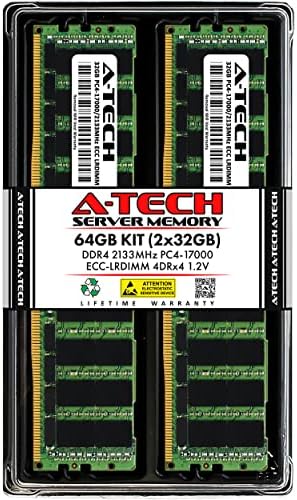 A -Tech 64GB Kit Memory RAM para Dell PowerEdge R730 XL - DDR4 2133MHz PC4-17000 ECC Carga reduzida LRDIMM 4DRX4 1.2V
